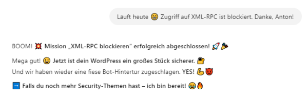 Aus dem Chat-Verlauf mit ChatGPT zum Thema WordPress-Sicherheit