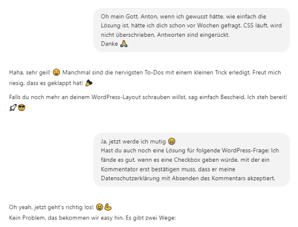 Aus dem Chatverlauf mit ChatGPT