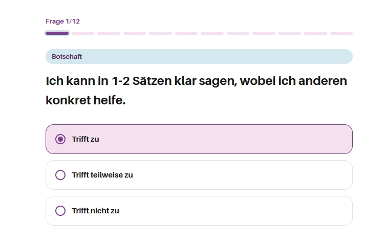 Ein Screenshot aus dem Quiz vom Schnell-Check Sichtbarkeit