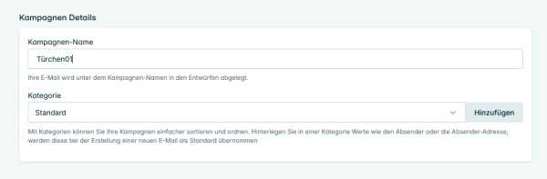 Screenshot von den CleverReach Kampagnen-Einstellungen