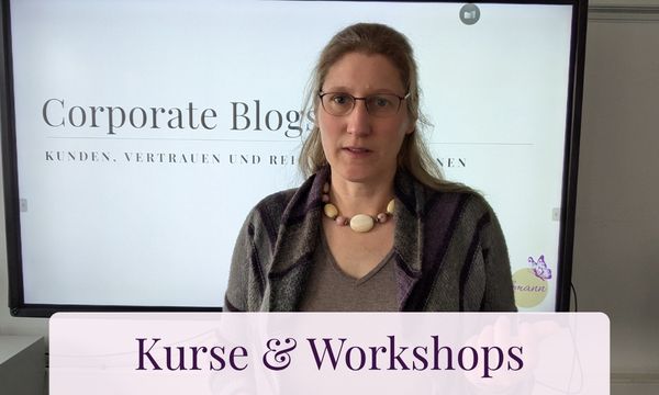 Dorothee im Workshop Corporate Blogs als Titelbild für den Link zu ihren Kursterminen